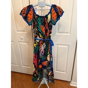 Flying Tomato Women Large Tropical Butterfly Print High Low Maxi Dress